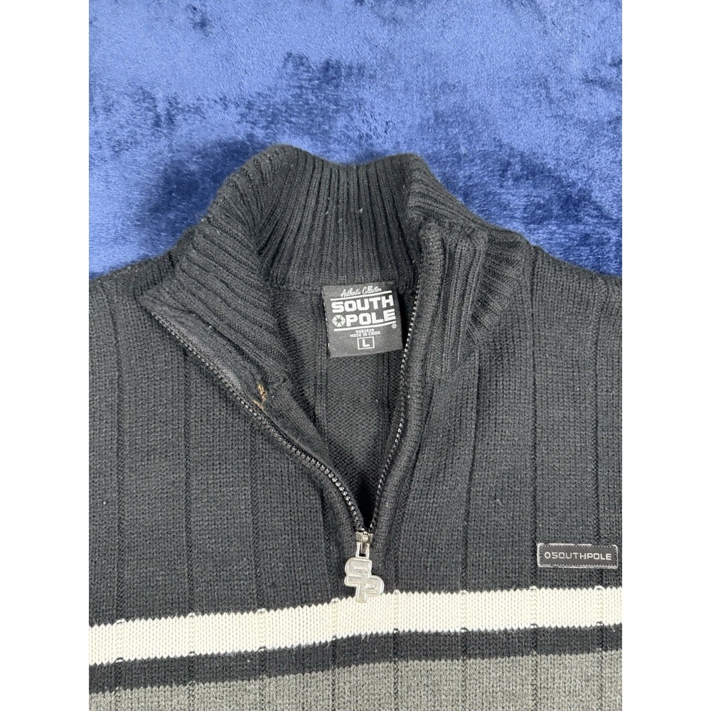 Southpole L Black White Gray 1/4 zip sweater - Picture 2 of 7